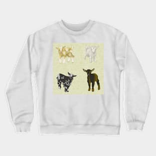 Baby Goats Pattern Cream Crewneck Sweatshirt